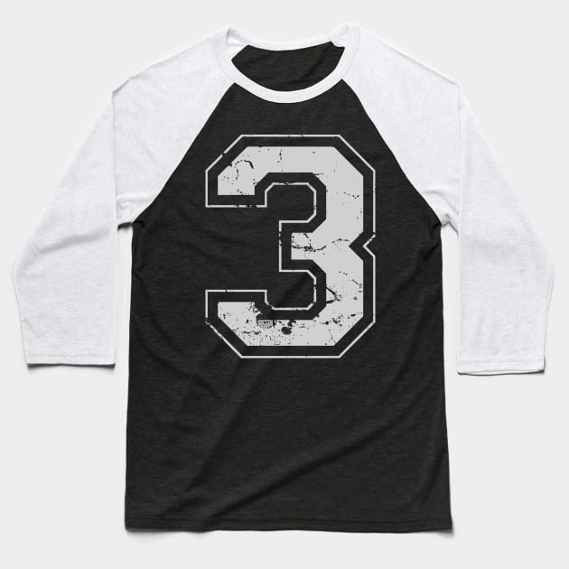 Number 3 Three Gray Jersey Sports Athletic Player Baseball T-Shirt by porcodiseno